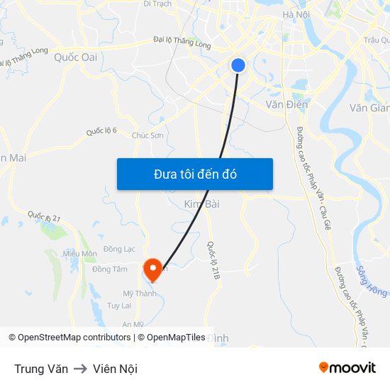 Trung Văn to Viên Nội map