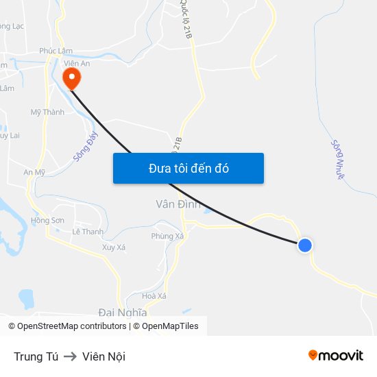 Trung Tú to Viên Nội map