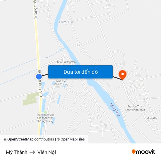 Mỹ Thành to Viên Nội map