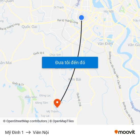 Mỹ Đình 1 to Viên Nội map