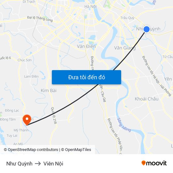 Như Quỳnh to Viên Nội map