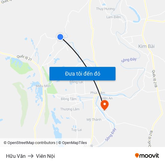 Hữu Văn to Viên Nội map