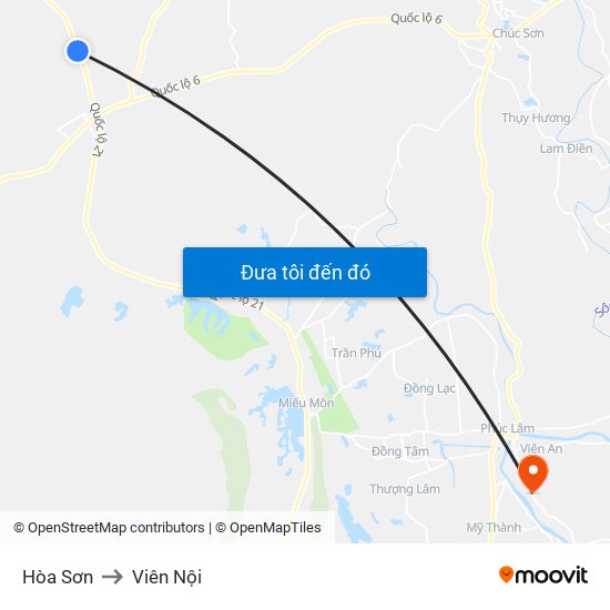 Hòa Sơn to Viên Nội map