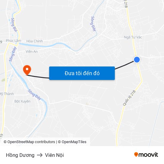 Hồng Dương to Viên Nội map