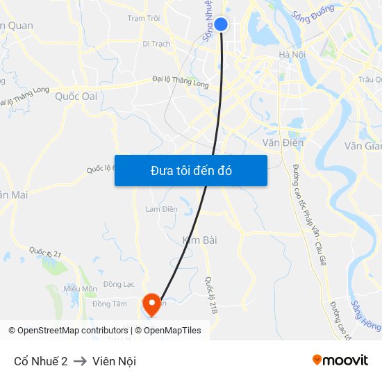 Cổ Nhuế 2 to Viên Nội map