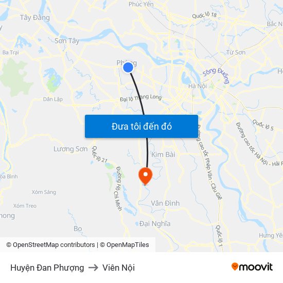 Huyện Đan Phượng to Viên Nội map