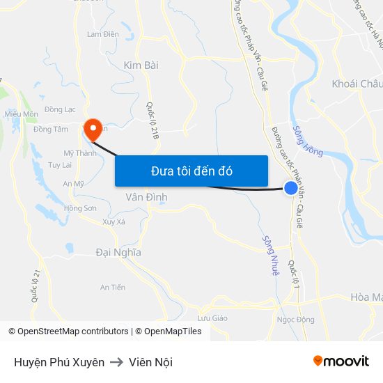 Huyện Phú Xuyên to Viên Nội map