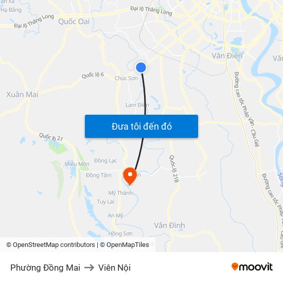 Phường Đồng Mai to Viên Nội map