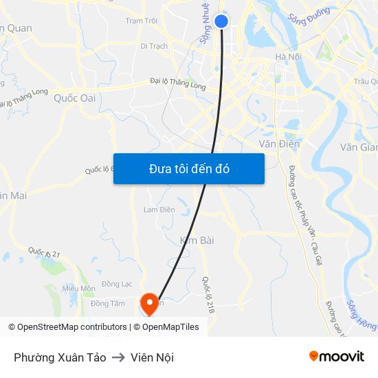 Phường Xuân Tảo to Viên Nội map
