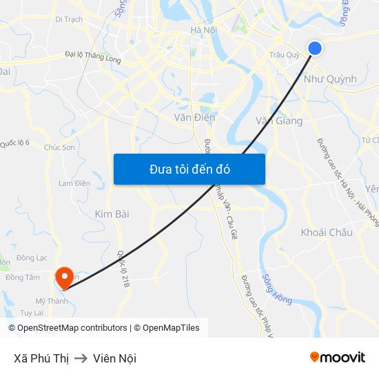 Xã Phú Thị to Viên Nội map