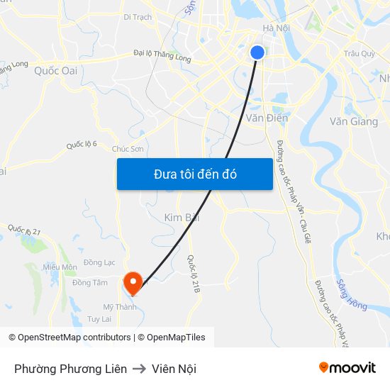 Phường Phương Liên to Viên Nội map