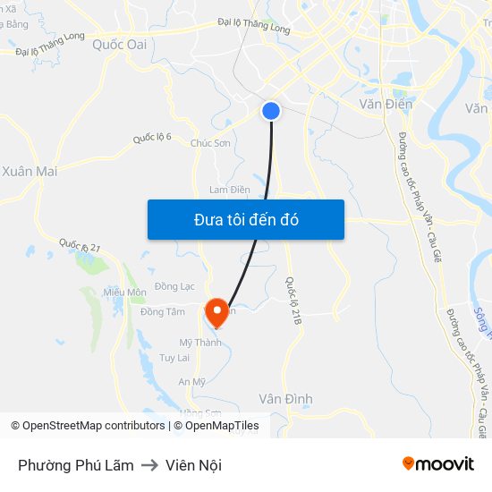 Phường Phú Lãm to Viên Nội map