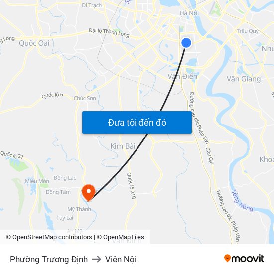 Phường Trương Định to Viên Nội map