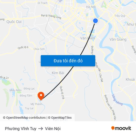 Phường Vĩnh Tuy to Viên Nội map