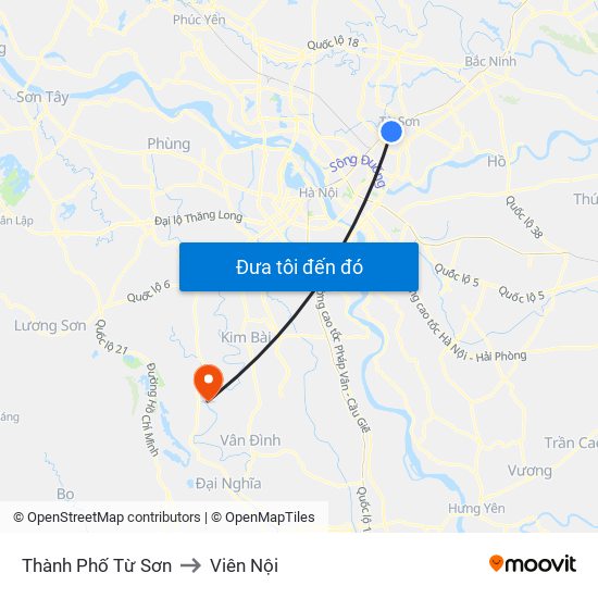 Thành Phố Từ Sơn to Viên Nội map