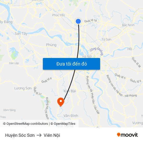 Huyện Sóc Sơn to Viên Nội map