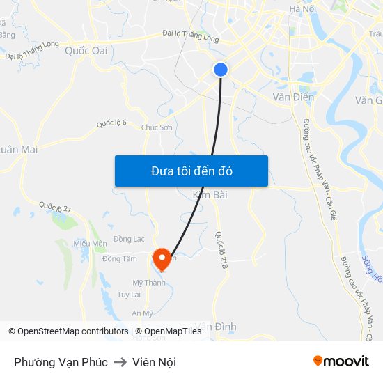 Phường Vạn Phúc to Viên Nội map