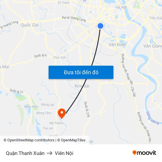 Quận Thanh Xuân to Viên Nội map