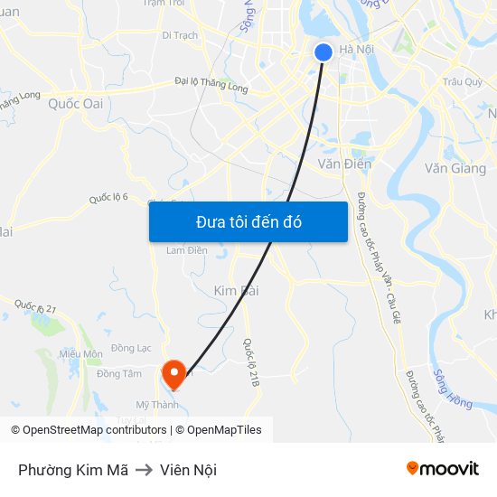 Phường Kim Mã to Viên Nội map