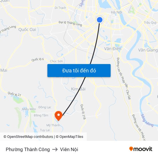 Phường Thành Công to Viên Nội map