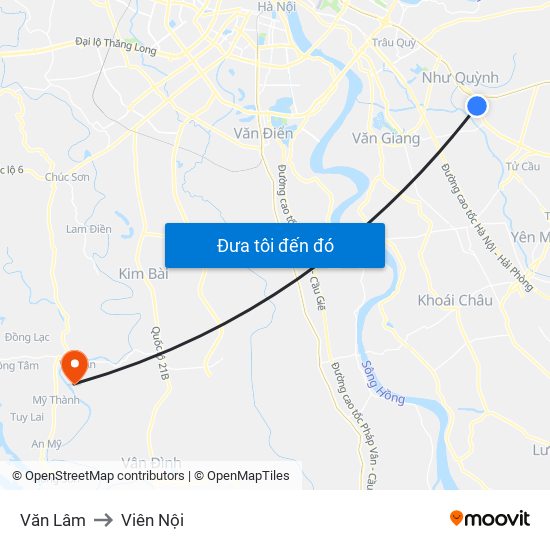 Văn Lâm to Viên Nội map