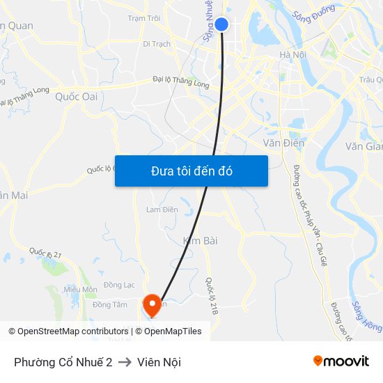 Phường Cổ Nhuế 2 to Viên Nội map