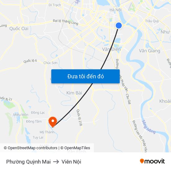 Phường Quỳnh Mai to Viên Nội map