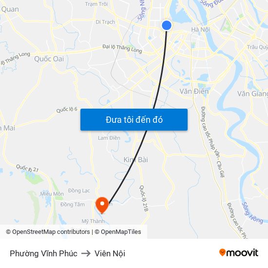 Phường Vĩnh Phúc to Viên Nội map