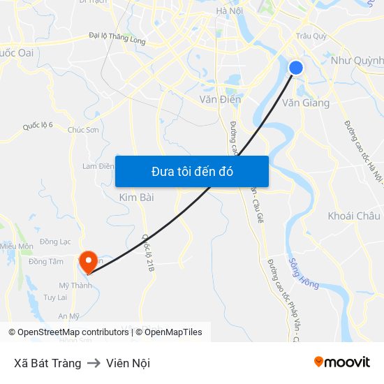 Xã Bát Tràng to Viên Nội map