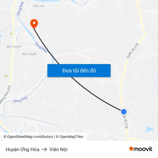 Huyện Ứng Hòa to Viên Nội map