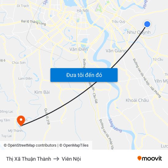 Thị Xã Thuận Thành to Viên Nội map