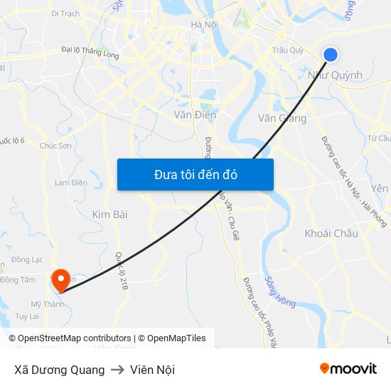 Xã Dương Quang to Viên Nội map