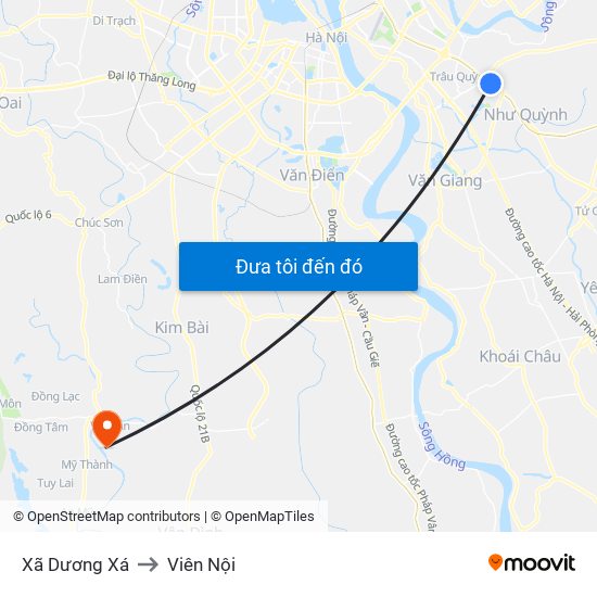 Xã Dương Xá to Viên Nội map