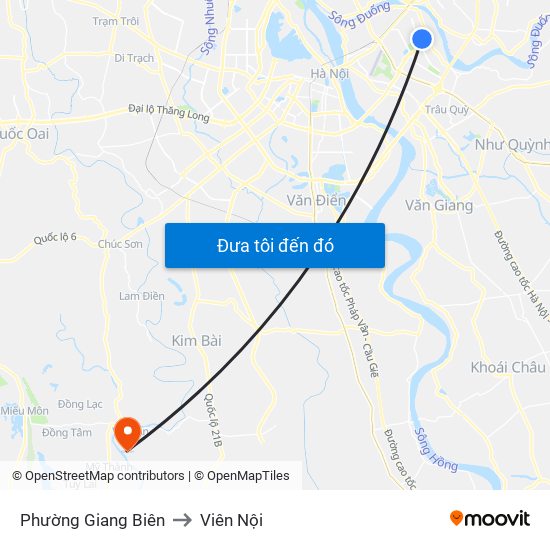 Phường Giang Biên to Viên Nội map