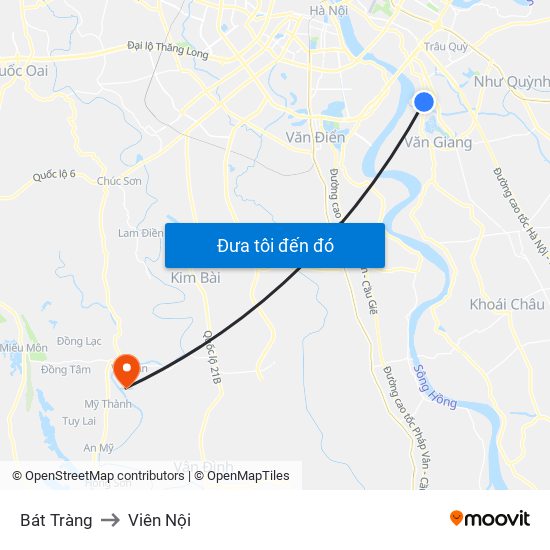 Bát Tràng to Viên Nội map