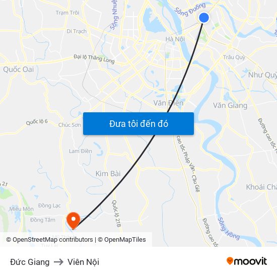 Đức Giang to Viên Nội map