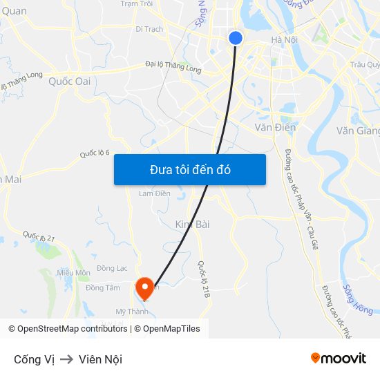 Cống Vị to Viên Nội map