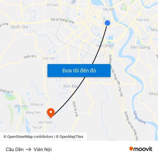 Cầu Dền to Viên Nội map