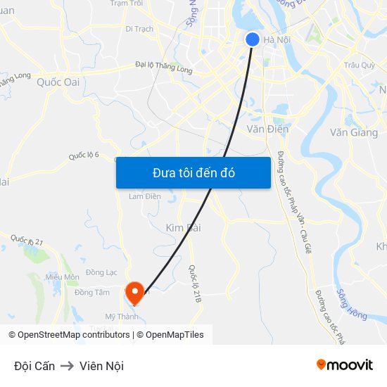 Đội Cấn to Viên Nội map