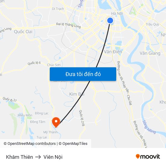 Khâm Thiên to Viên Nội map