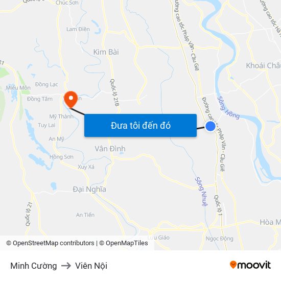 Minh Cường to Viên Nội map