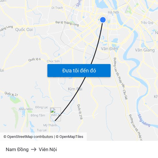 Nam Đồng to Viên Nội map