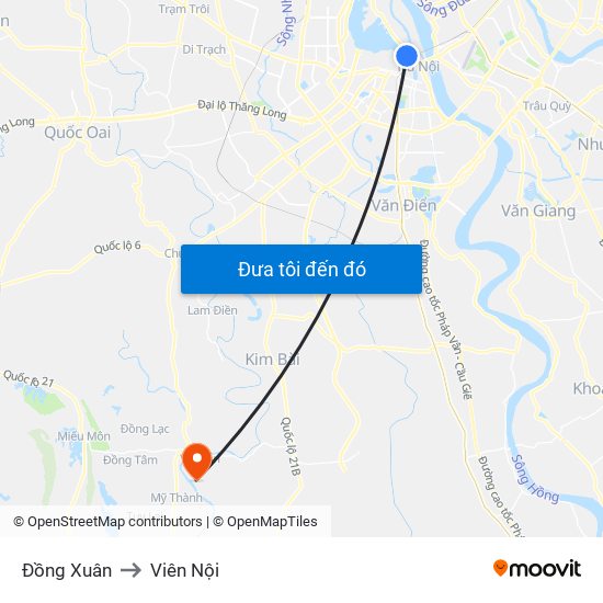 Đồng Xuân to Viên Nội map