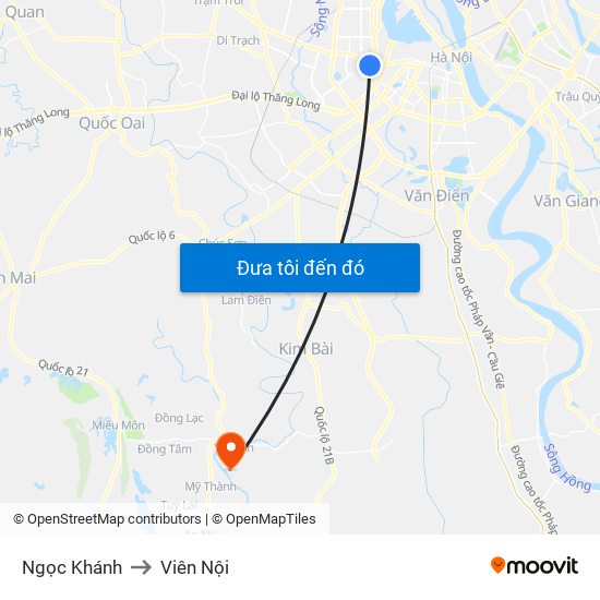 Ngọc Khánh to Viên Nội map