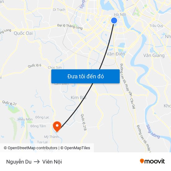 Nguyễn Du to Viên Nội map
