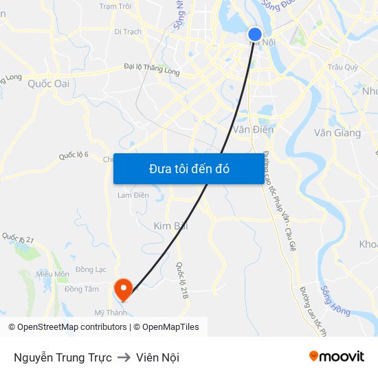 Nguyễn Trung Trực to Viên Nội map