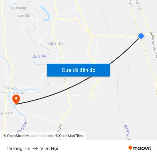 Thường Tín to Viên Nội map