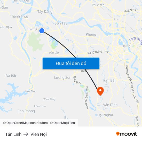 Tản Lĩnh to Viên Nội map