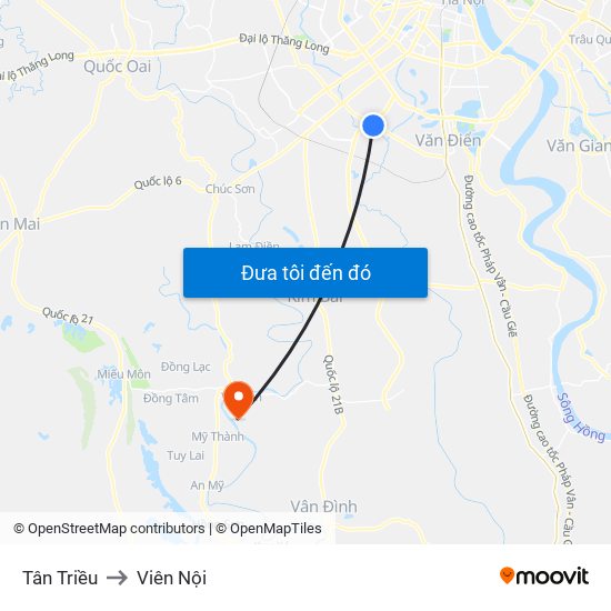 Tân Triều to Viên Nội map