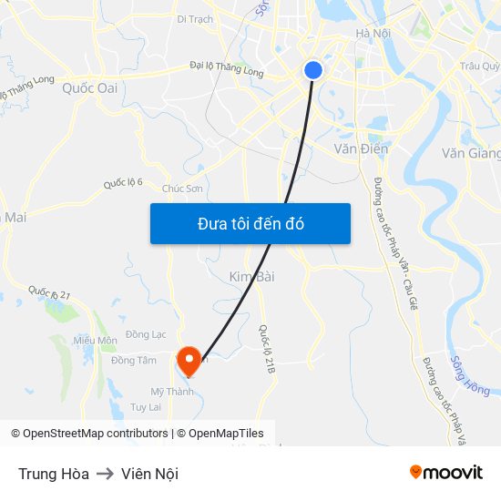 Trung Hòa to Viên Nội map